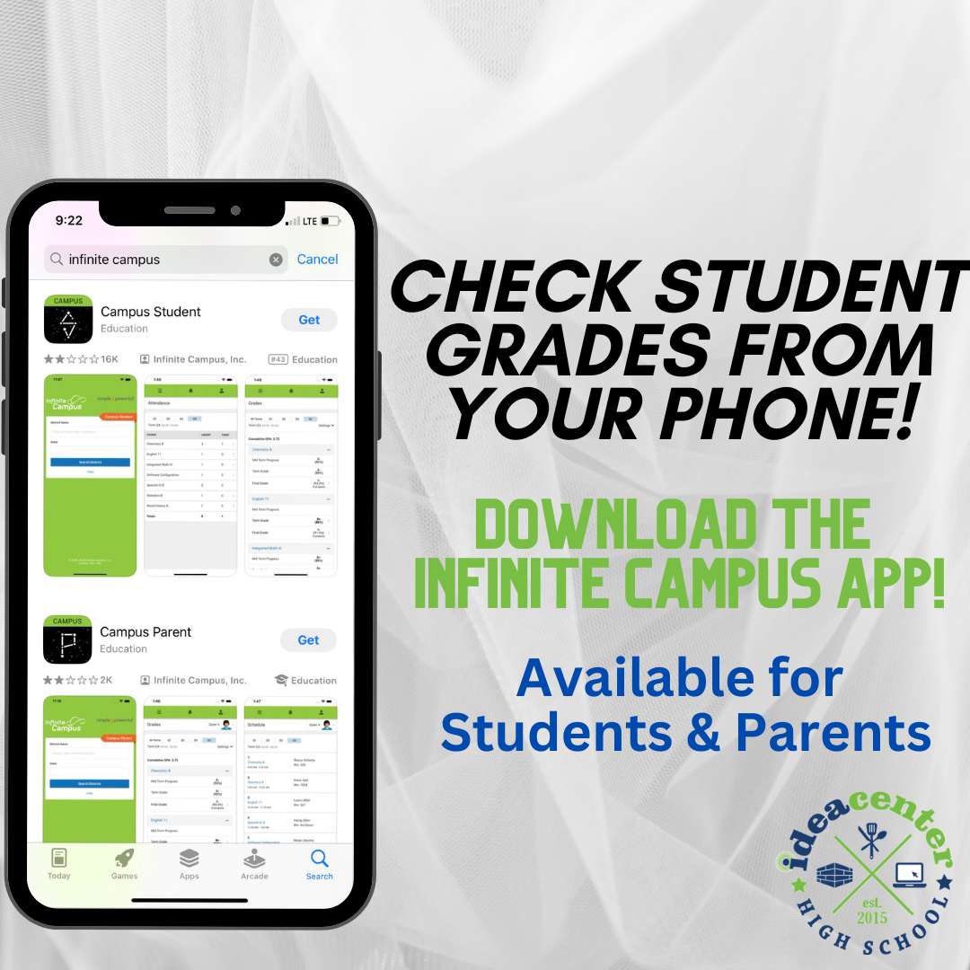 download infinite campus on the app to see grades