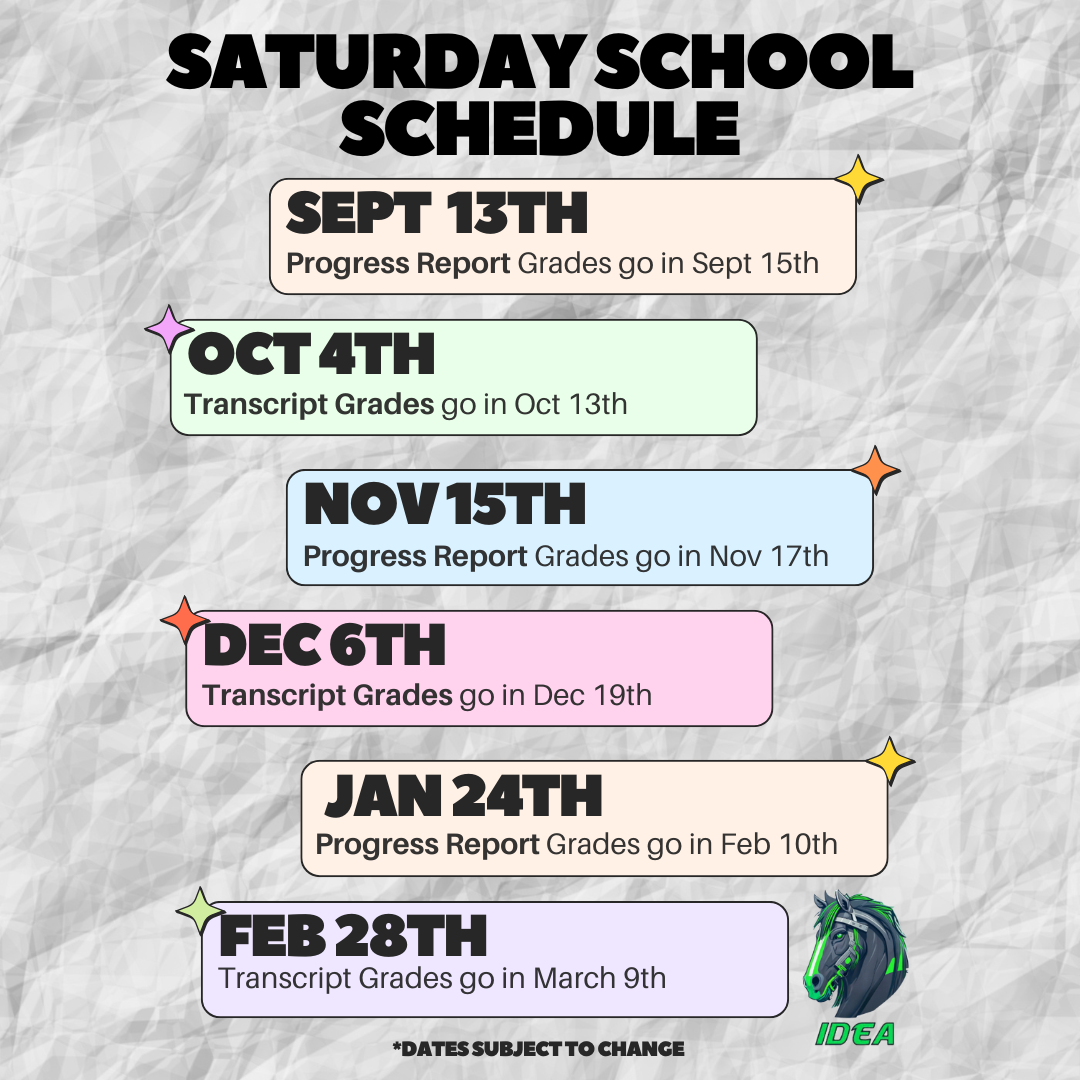 Saturday school dates