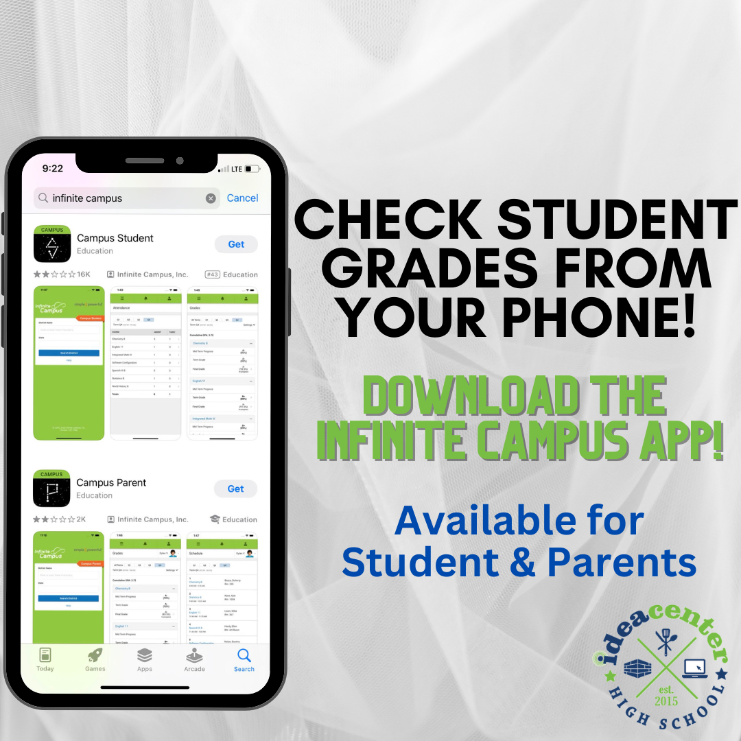 download the infinite campus app to check grades