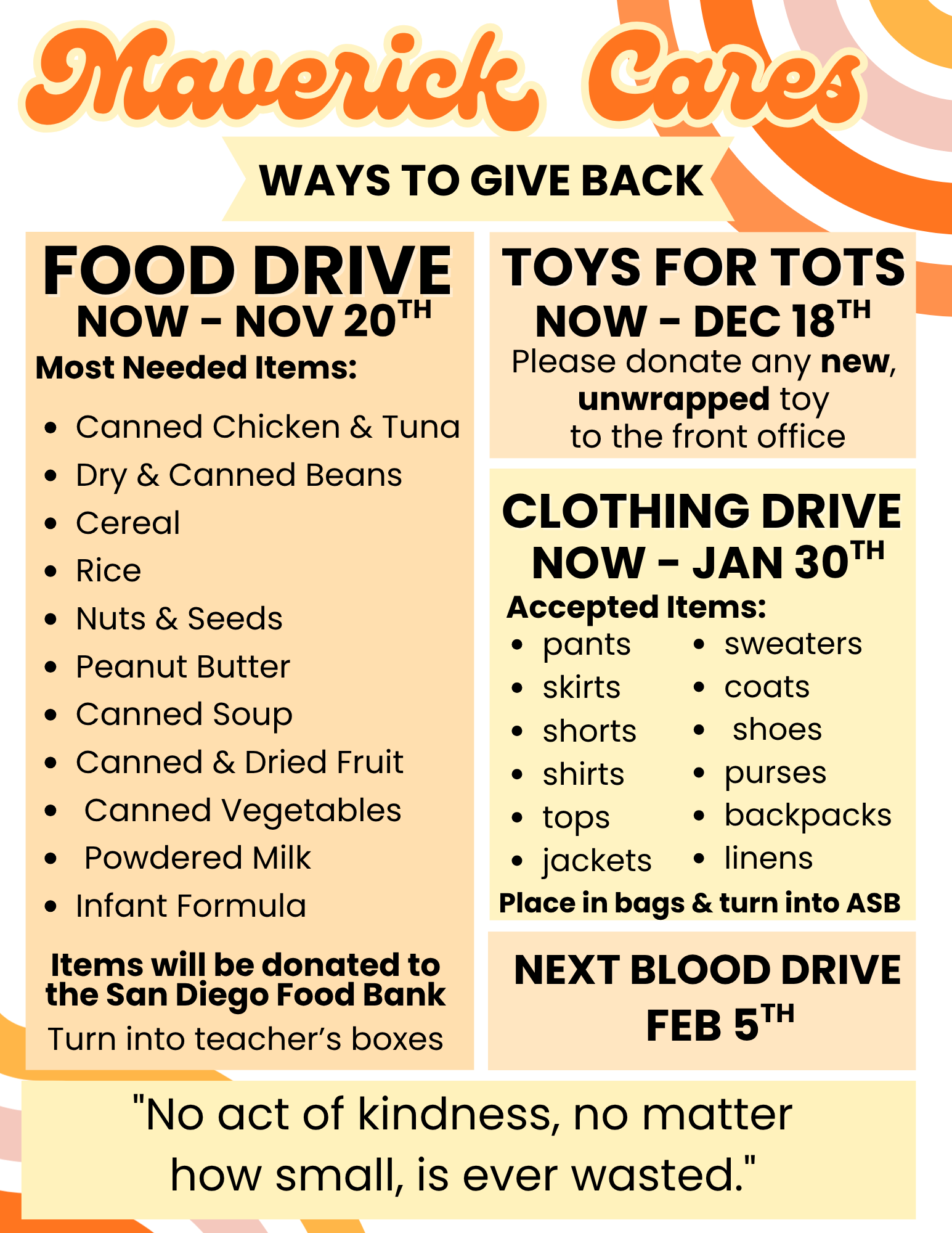 ways to help out donation dates